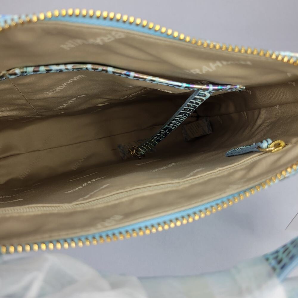 Brahmin Katie Wonderland Melbourne Iridescent Blue Croc-Embossed Shoulder Bag - Picture 11 of 15